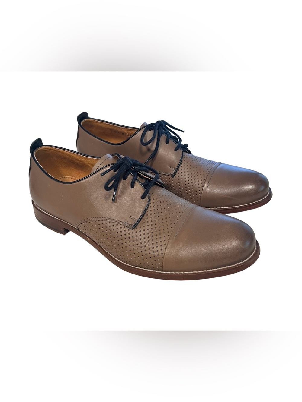 Penny Luck Dreamer Men's Gray Brown Sz 10 Leather Oxford Shoe EUC